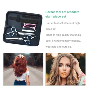 

Barber and hairdressing tool set flat tooth clipper curved finger rest scissors is highly polished Sharp