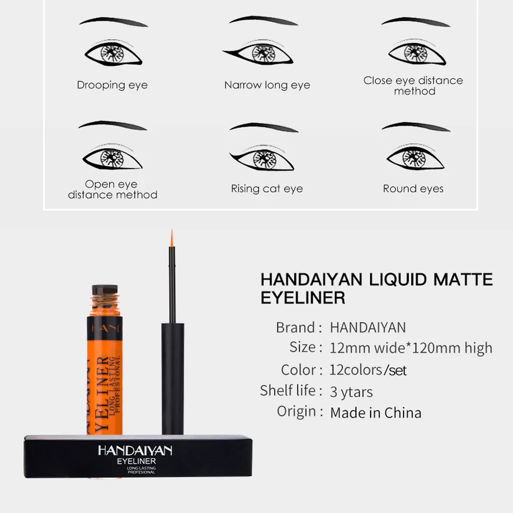 12 шт./компл. металлический блестящий Smoky Eyes тени для век Водонепроницаемый с изображениями искрящихся влажным блеском подводка для глаз стойкая матовая подводка для глаз, макияж для глаз, карандаш