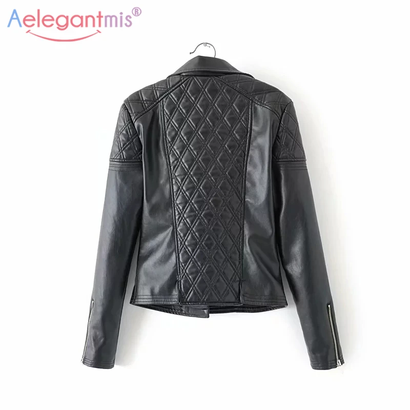 Aelegantmis/куртка из искусственной кожи женский черный короткий мягкий