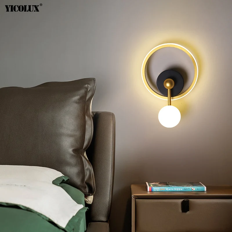 Round Square Rectangle Modern LED Wall Lamp Study Living Room Bedroom Bedside Aisle Corridor Iron Aluminum Light Indoor Lighting
