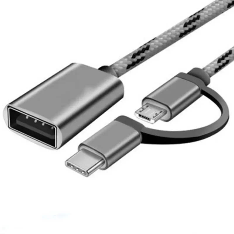2в1 type C+ Micro USB штекер к USB 2,0 Женский адаптер конвертера OTG для samsung huawei Xiaomi Android мобильный телефон планшет U