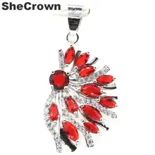 37x19 мм классический красный кровяной Рубин CZ дамы подарок серебряный кулон