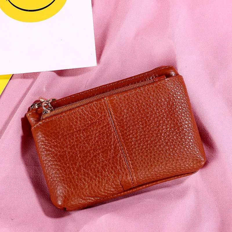 Мини нулевой кошелек Дамский кожаный на молнии многофункциональный кошелек короткая сумка для ключей сумка для монет - Цвет: Earthy yellow