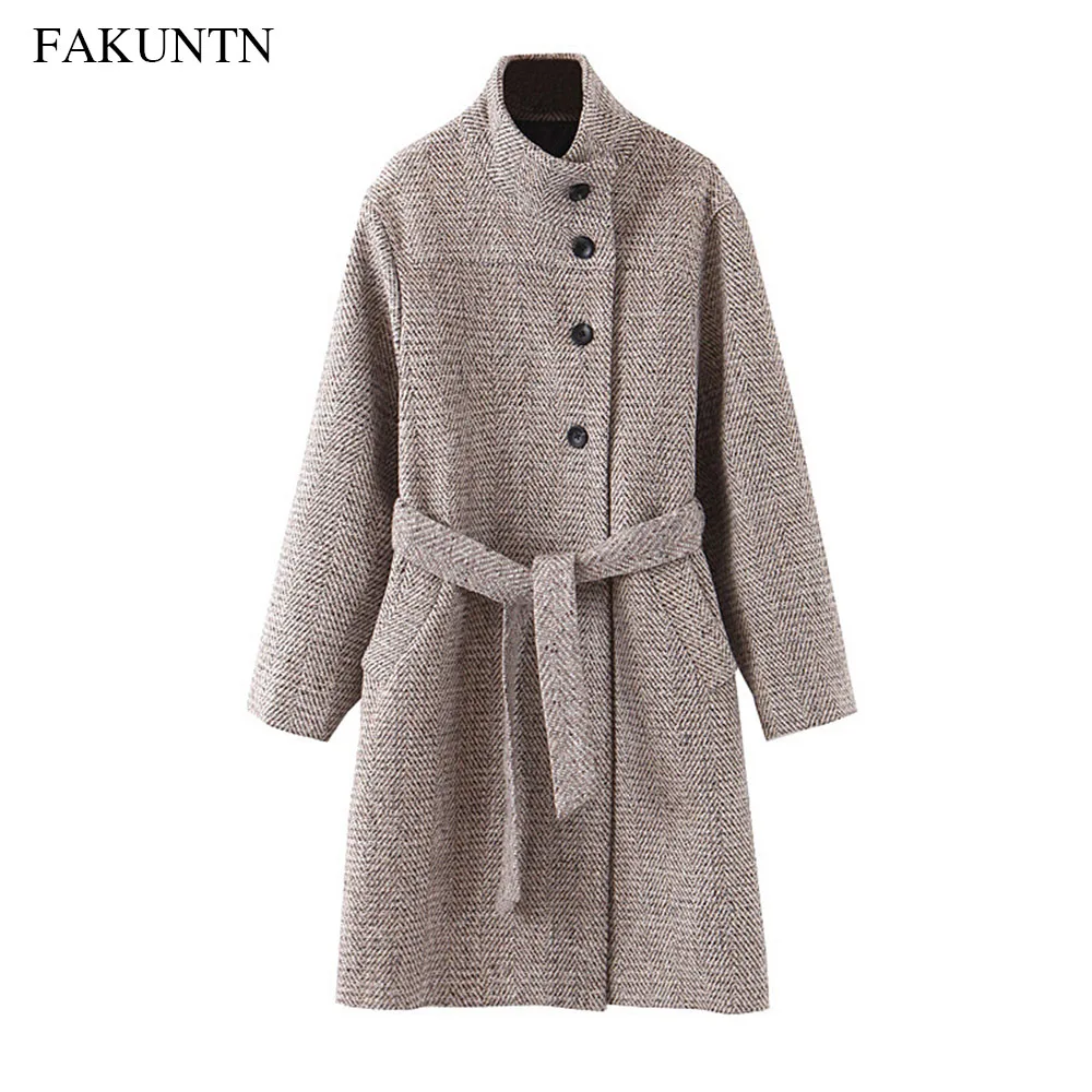 

Long Wool Coat Winter Women 2020 Fashion Solid Stand Collar Female Wool Jacket Oversized Autumn Women's Coat Ladies Outerwear