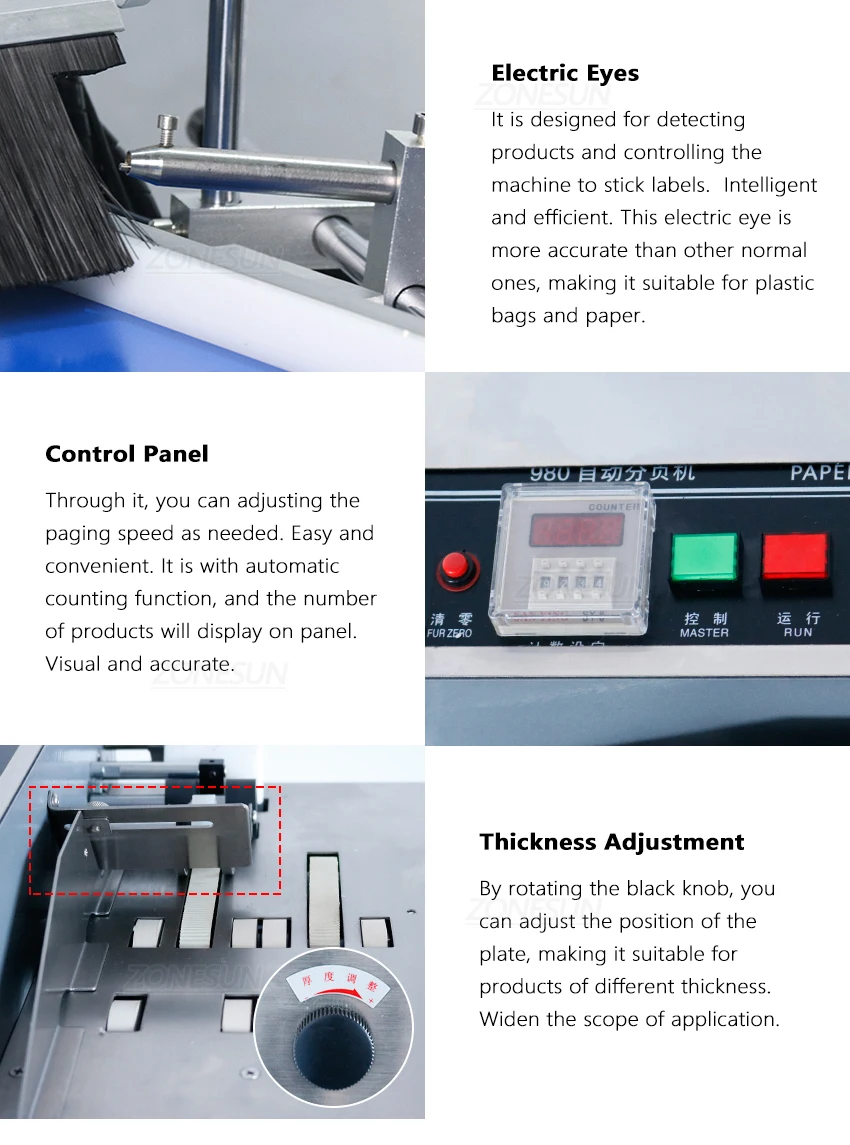 ZONESUN ZS-TB180PBF Automatic Flat Paper Paging And Labeling Machine