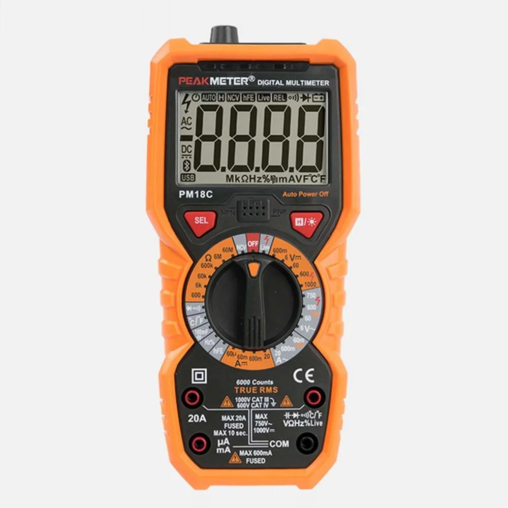 

PM18C Digital Multimeter Measuring Voltage Current Resistance Capacitance Frequency Temperature Meter NCV Live Line Tester