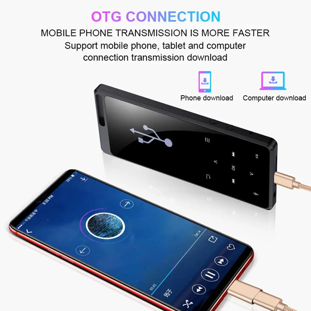 MP3 музыкальный плеер Bluetooth Внешний сенсорный экран музыкальный плеер с 2,4 дюймовым экраном и емкостью батареи 800 мАч