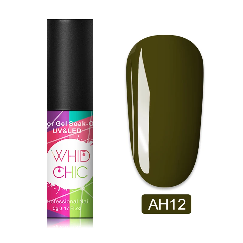 WHID CHIC 1 бутылка 5 мл УФ-гель для ногтей осенняя и зимняя серия розовый зеленый цветной долговечный гель лак для ногтей - Цвет: AH12