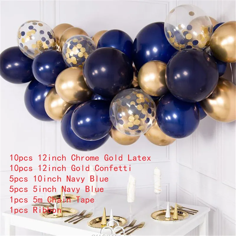 32 шт. костюм фон Свадебная вечеринка декоративные воздушные шары золото темно синие белые хромированные золотые конфетти органический набор воздушных шаров церемония баллон - Цвет: Navy Blue