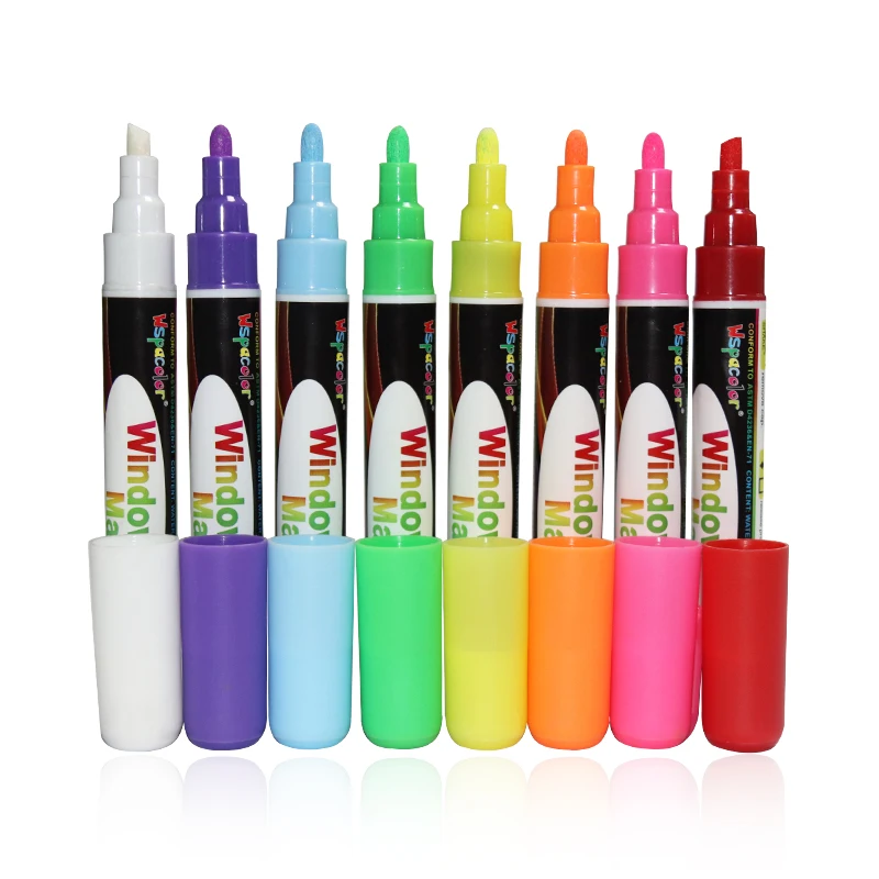 Erasable Liquid Chalk Markers 8 Pack Not Toxic Wet Erase Window Glass Bright Neon Pens sunlu 10kg 3d filament pla rainbow marble wood carbonfiber silk rainbow 1 75mm printer non toxic bright color odorless no knots