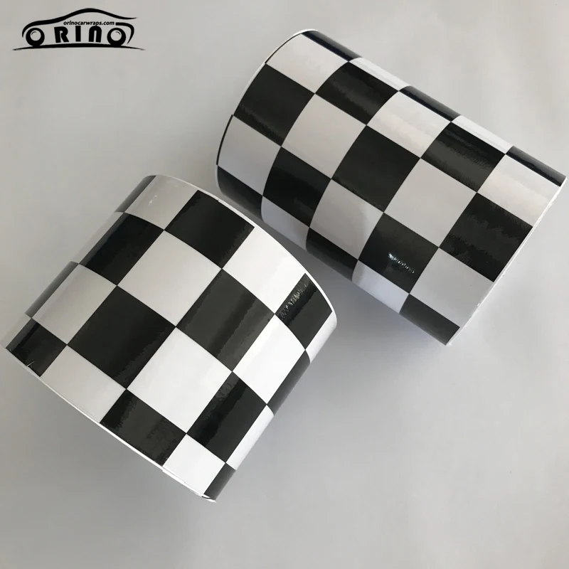 Black White Checkered Racing Flag Sticker Wrap-1