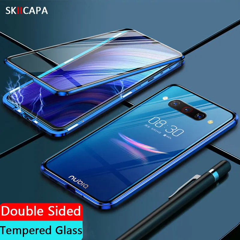 Магнитный адсорбционный чехол для телефона zte AXON 10 Pro, двухсторонний стеклянный металлический бампер, чехол для zte Z20 Z10 AXON 10, задняя крышка