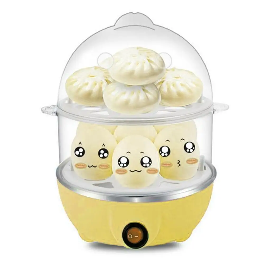 yellow PREUP многофункциональная двухслойная электрическая умная яйцеварка, кухонная утварь, пароварка для яиц - Цвет: yellow