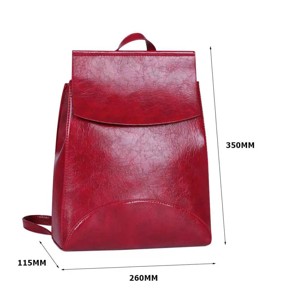 red leather bookbag