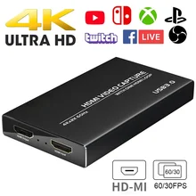 Tarjeta de captura de vídeo 4K 60HZ USB 3,0, Dongle, grabadora de vídeo HD para OBS, captura de juegos en vivo