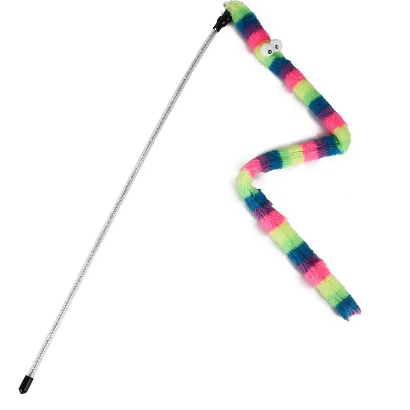 1PCs Kitten Cat Pet Toy Fishing Rod Stick Teaser Colour Streamer Interactive Cat Play Wand with Bell Toys for Cats Funny Cat Toy