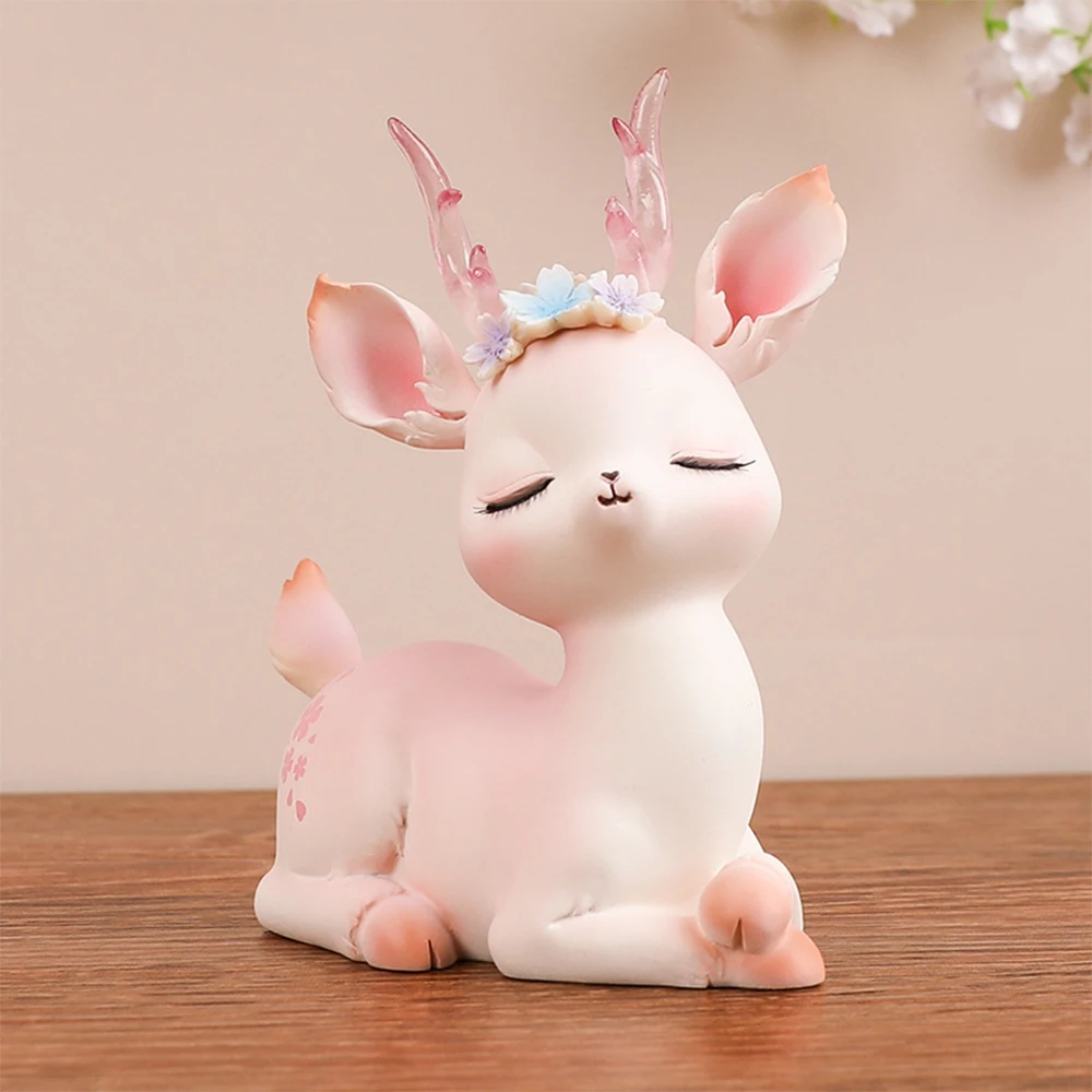 FawnAnimalModelCuteResinFigurinesCartoonDeerToyKawaiiWeddingDecorativeAccessories
