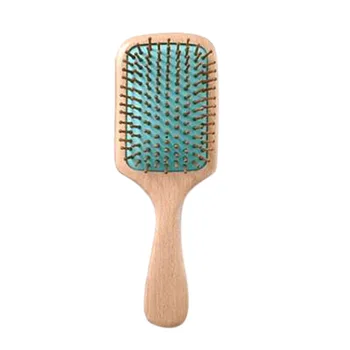 

Natural Wooden Detangling Hair Brush - Designed for All Hair Types - Wooden Comb and Gift Box Included, Green