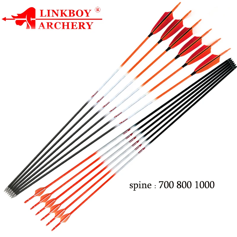 6/12 шт. Linkboy карбоновые стрелы для стрельбы из лука ID4.2mm позвоночника 700 800 1000 80gr