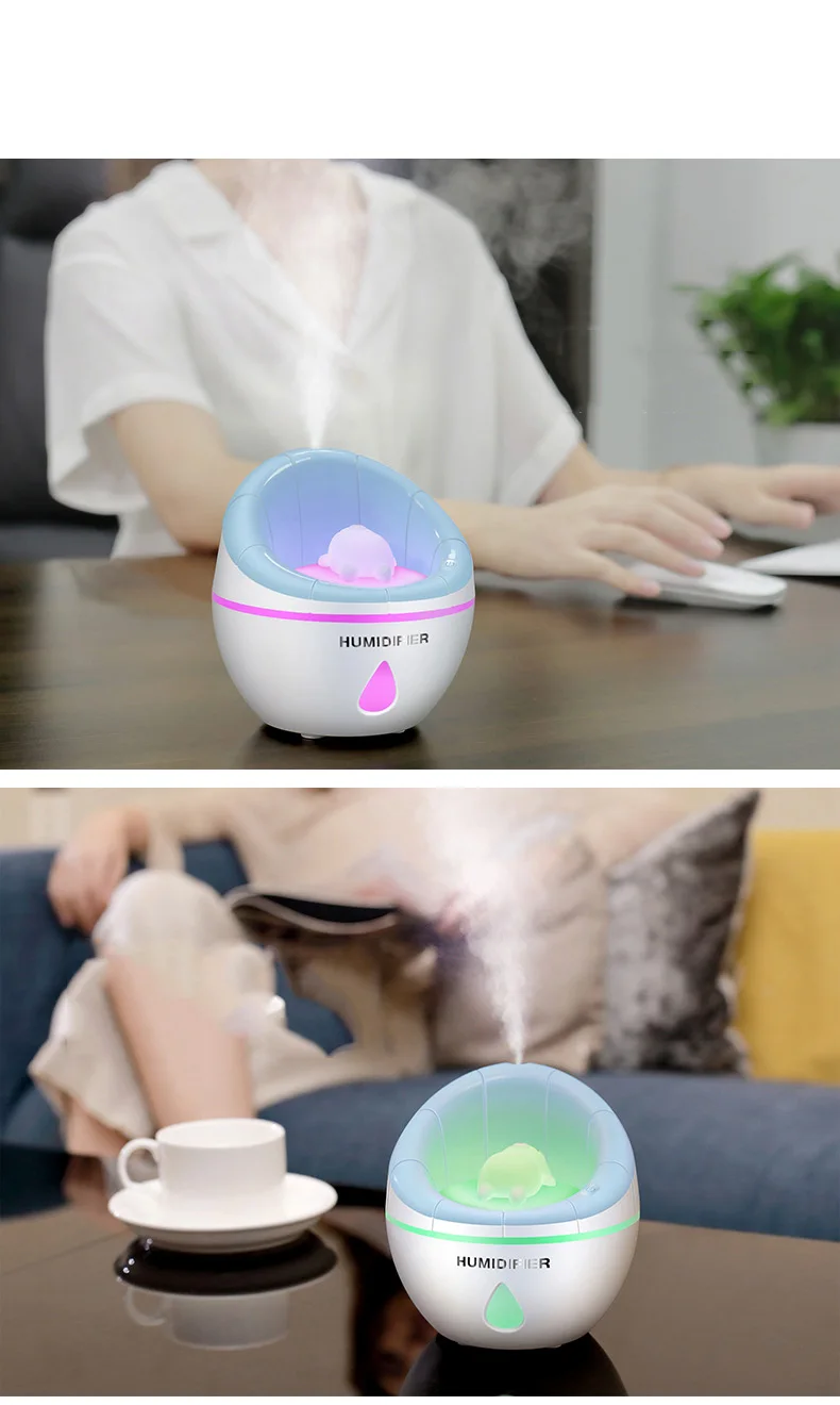 Cute Creative Sofa Humidifier Home Office Essential Oil Aroma Mist Diffuser Portable Mini USB Air Purifier With Night Light