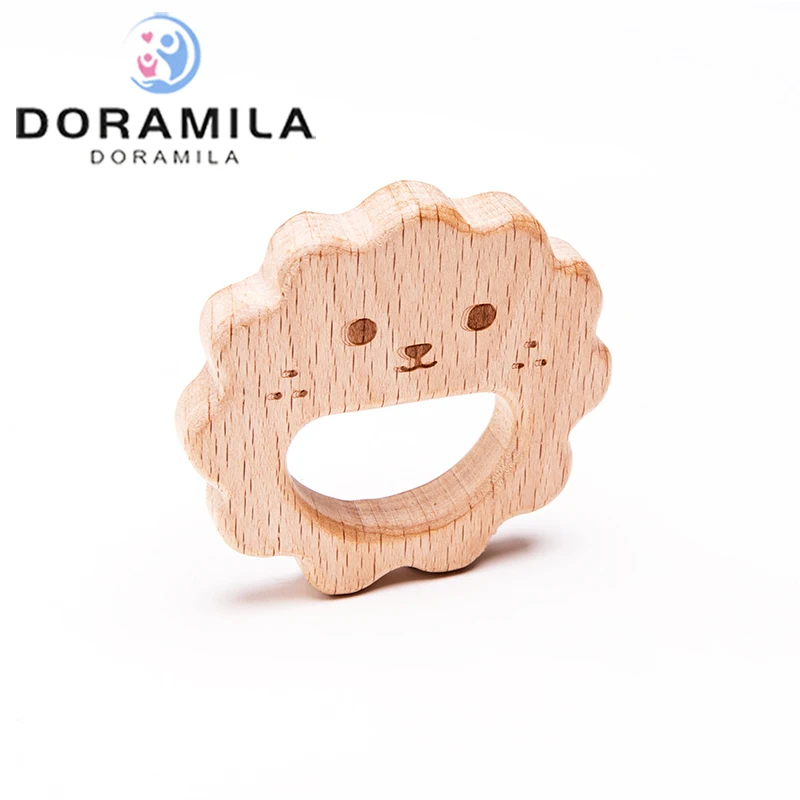 

Baby Teether Wooden Cute Lion Teether Natural Teething Grasping Toy Baby Shower Gift Toddler Teether Newborn Baby Gift
