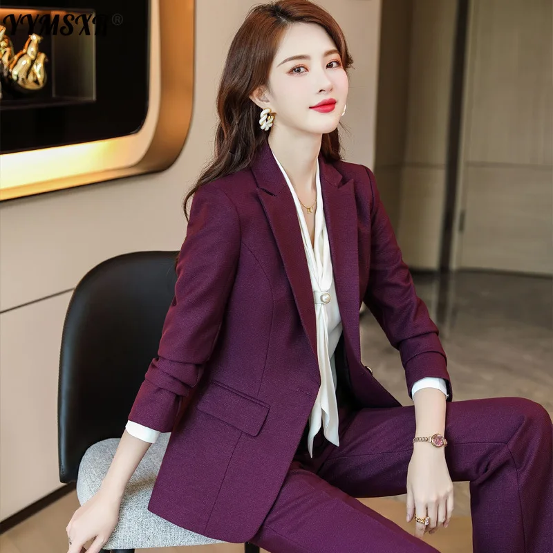 2021 New Year High-quality Professional Wear Plus Size Women's Casual Office Long-sleeved Suit High-waist Trousers 2-piece Set