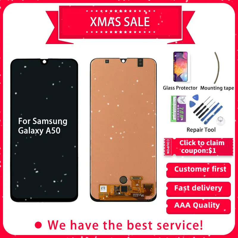 6," супер AMOLED для SAMSUNG Galaxy A50 ЖК-дисплей A505F A505F A505FD A505A сенсорный экран с рамкой дигитайзер сборка