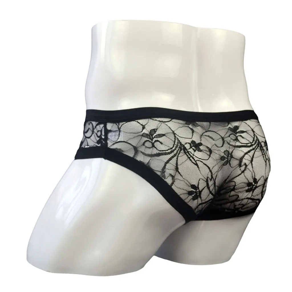 Сексуальные трусики черные для мужчин соблазнительное Эротическое белье кружевные прозрачные трусики сетчатые с низкой талией трусы женские majtki damskie