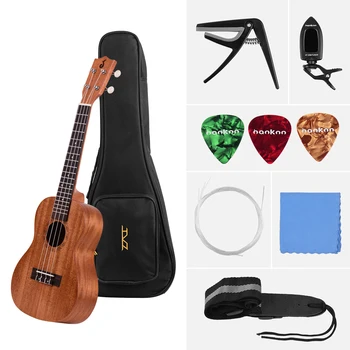 

23 Inch Acoustic Concert Ukulele Ukelele Uke Plywood Body Engineered Wood Fingerboard Bridge with Gig Bag Tuner Strap Picks Capo
