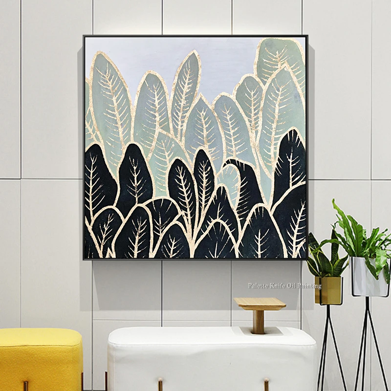 

Hand painted gold leaf canvas oil painting abstract acrylic wall art decoration paintings for living room cuadros decoracion