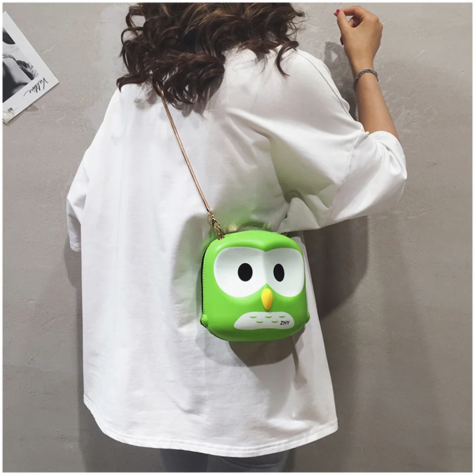 

Cute Cartoon Bags Girls Light Green Owl Shape Shoulder Bag Women Mini Messenger Bag Crossbody Creative Funny Fashion Bag