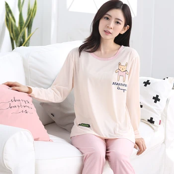 

Cotton Pajamas Sets For Women 2020 Autumn Long Sleeve Cute Girls Pyjama Sleepwear Suit Female Homewear Home Clothing Lounge Gift