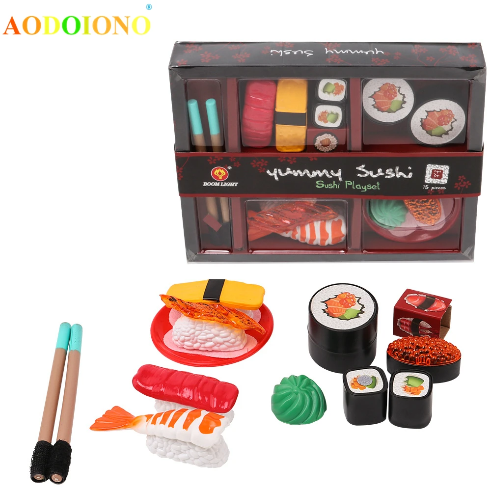 Japanese Sushi Model Puzzle Kitchen Pretend Play Toys Cutting Fruits Vegetables Set Toy for Children Kids Baby Xmas Gifts