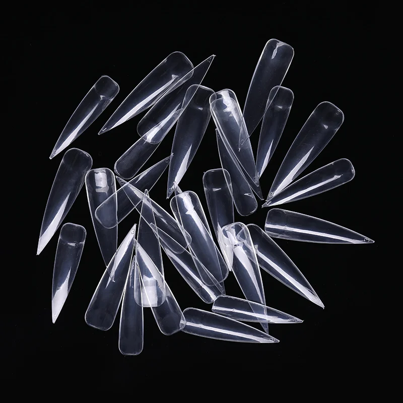 

50Pcs/Bag Mixed Colors Fake Nail Tips Natural White Transparent Sharp Long French False Nails Ultra Thin Nail Art Tips