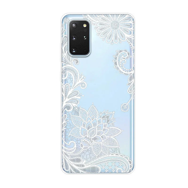 Чехол для Etui Samsung Galaxy S20 Plus Прозрачный Мягкий ТПУ силиконовый чехол с цветами Ultra S