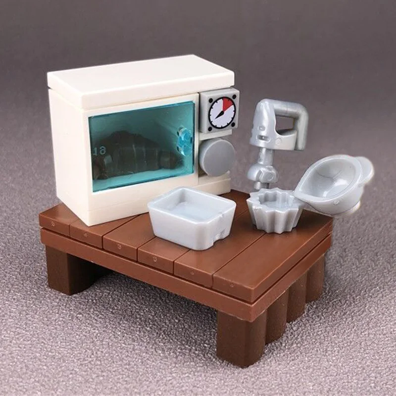 kitchen Baking Tool Appliances Electric Oven Building Blocks Bread Cake Bricks Parts MOC Figures Accessories Kits DIY Toys (1)