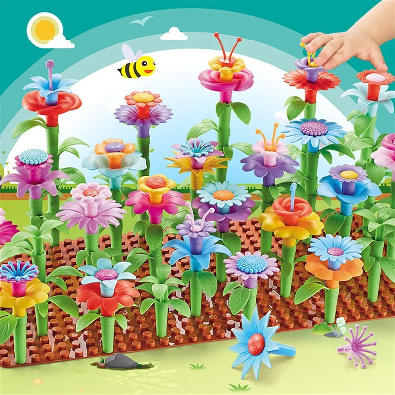DIY Dream Garden Series Girls Flower Interconnecting Blocks Toys Educational Assembly Blocks Christmas birthday gifts