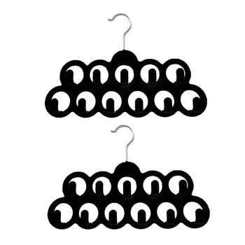 

2PCS Closet Scarf Rack Clothes Hanger Space Saving Organizer Ties Belts Home Non Slip Durable Multifunctional 11 Holes Velvet