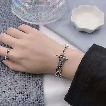 

OT Buckle Bracelet 100% Real 925 Sterling Silver Women Men Creative Bracelet Bangle Jewelry Best Friend Trendy