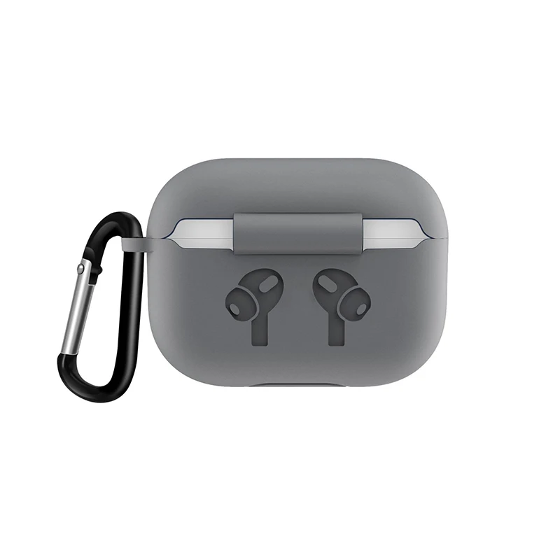 Серый 100 шт. Bluetooth чехол для наушников для Airpods Pro защитный чехол зарядная коробка для Airpods чехол s протектор с карабином - Цвет: Серый