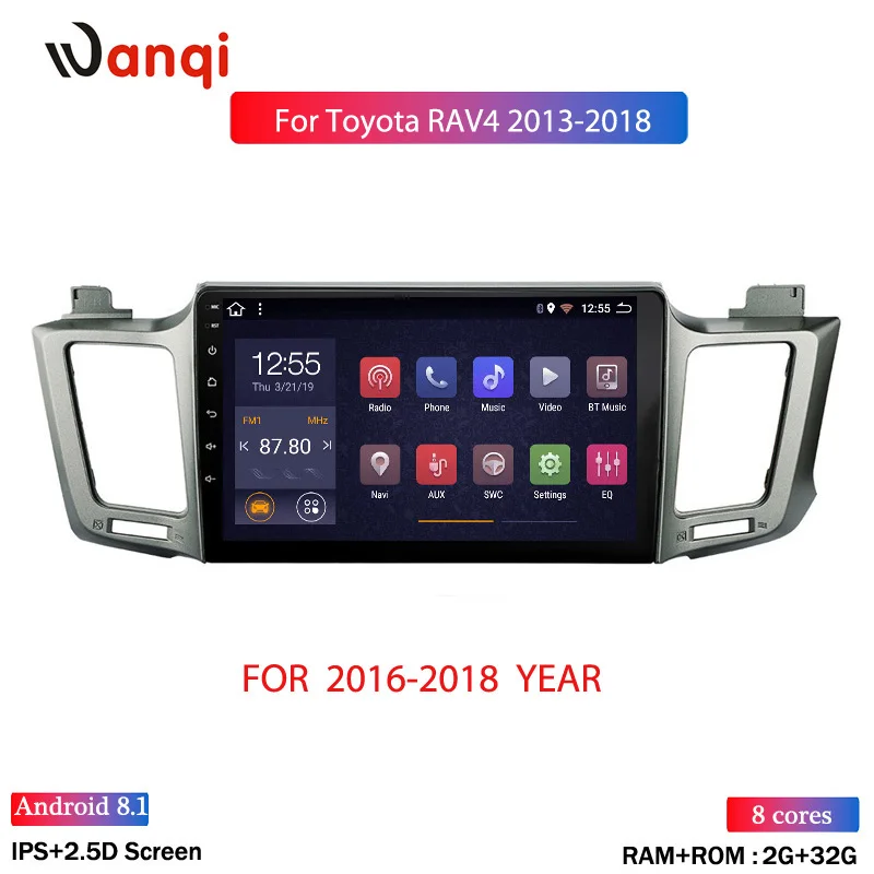 2G RAM 32G ROM 10.1 inch Android 8.1 Auto car dvd multimedia system for Toyota RAV4 2013- gps navigation - Цвет: eight cores