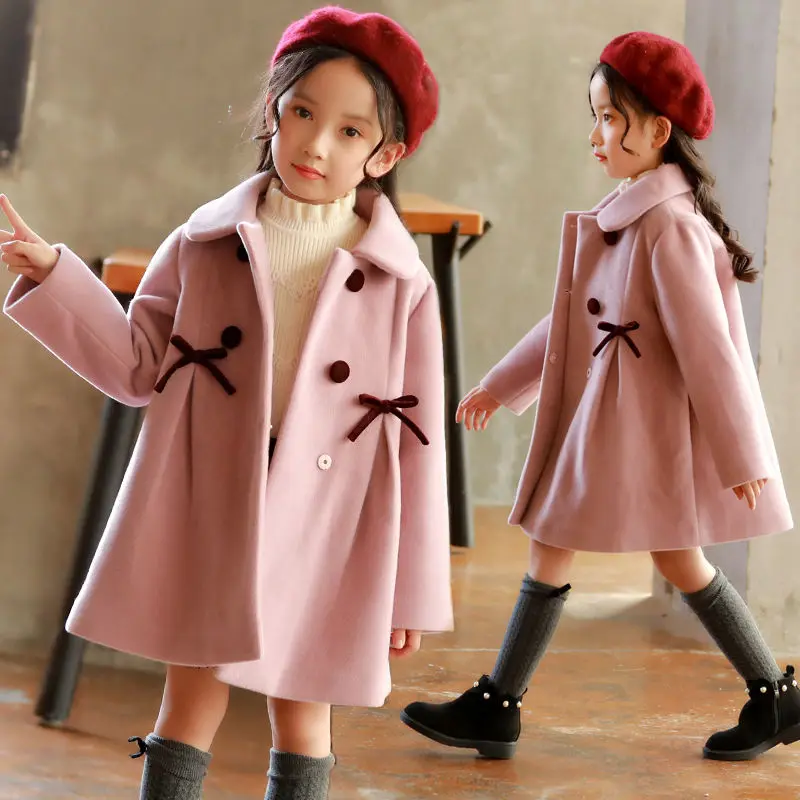 Children Jacket for Girls Autumn Winter Wool Overcoat Fashion Girls Clothes Kids Outerwear Long Coat 3 4 5 6 7 8 10 Years