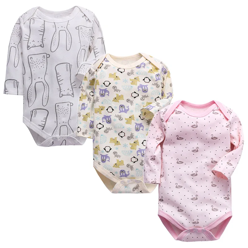 Одежда для новорожденных и малышей 3-24 месяцев, костюмы для девочек с длинными рукавами, 3 комплекта - Цвет: Слоновая кость
