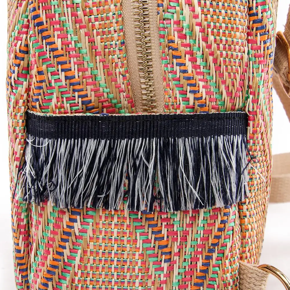 3 In 1 Anti Theft Women Straw Small Backpack Handmade Rattan Tassel Crossbody Girls Travel Bag 2021 Summer Beach Shoulder Bag