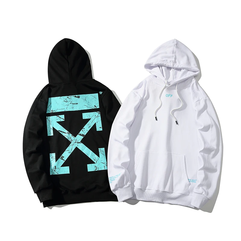 Граффити трещина стрелка 19ss Off-White OW Мужчины/Женщины Осень Зима Хлопок Мода Повседневная Свободная Толстовка с капюшоном куртка