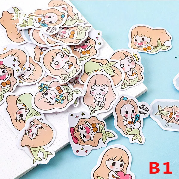 B1 Mermaid 45 шт./кор. наклейки Мини мультфильм канцелярские наклейки для кавайный Дневник Журнал наклейки этикетки для печати альбом украшения DIY - Цвет: B1 Mermaid