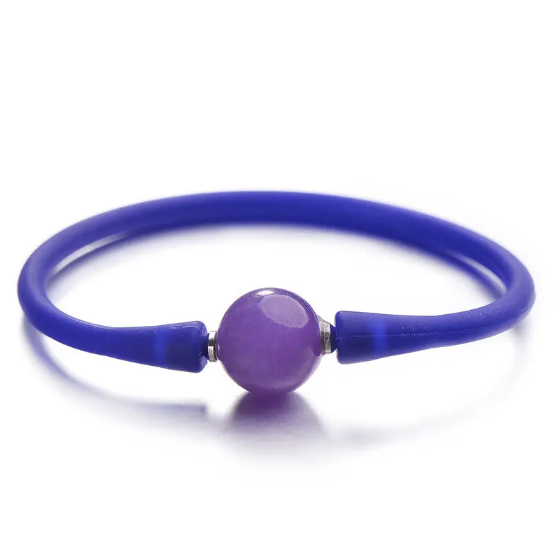 sapphire purple Pipitree Мода 14 мм натуральный камень ювелирные изделия, силиконовый браслет унисекс тигровый глаз Лава пара браслетов для женщин мужчин Pulsera mujer - Окраска металла: sapphire purple