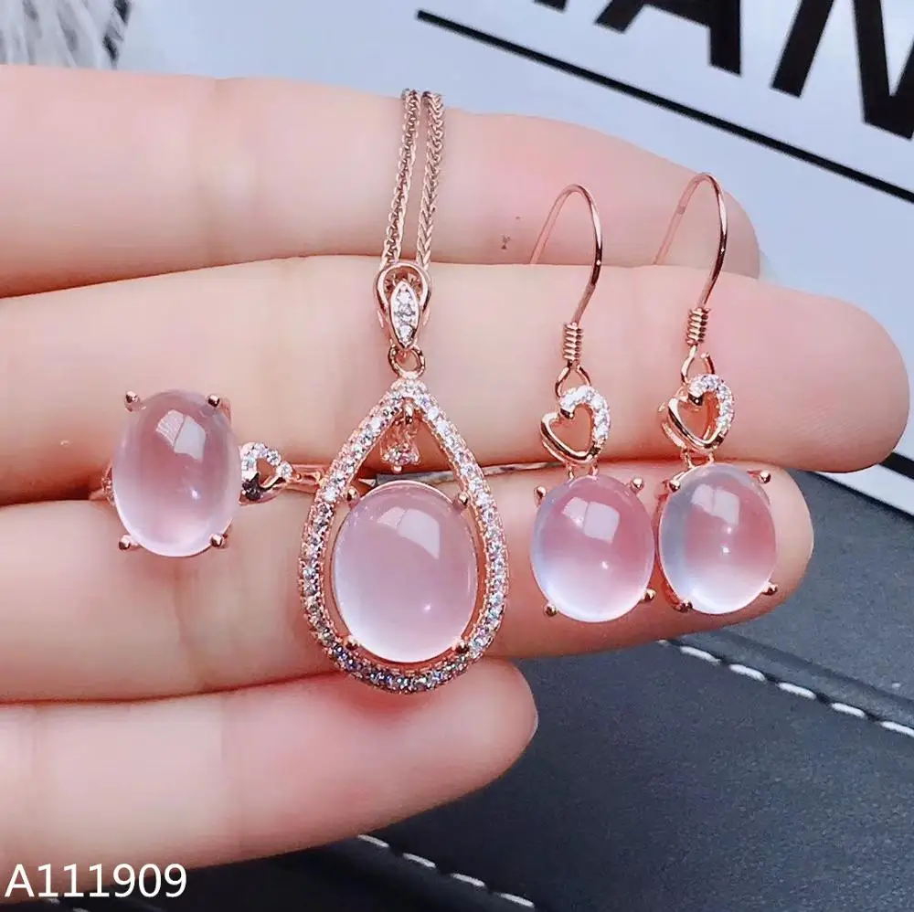 Kjjeaxcmy Gioielli Boutique In Argento Sterling 925 Intarsiato Collana Al Quarzo Ross Naturale Anello Orecchini Set Rilevamento Supporto