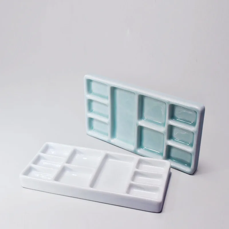 

Ceramic multi-grid palette watercolor gouache pigment palette porcelain plate Jingdezhen color palette pigment plate