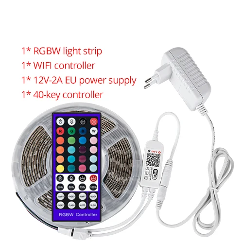 RGBW EU and IR Set EeeToo, умный, Wifi, светодиодный светильник, водонепроницаемая, RGB лента, DC12V, лента, диод, светодиодный, Ночной светильник, приложение, дистанционное управление, работа с Echo Alexa - Испускаемый цвет: RGBW EU and IR Set